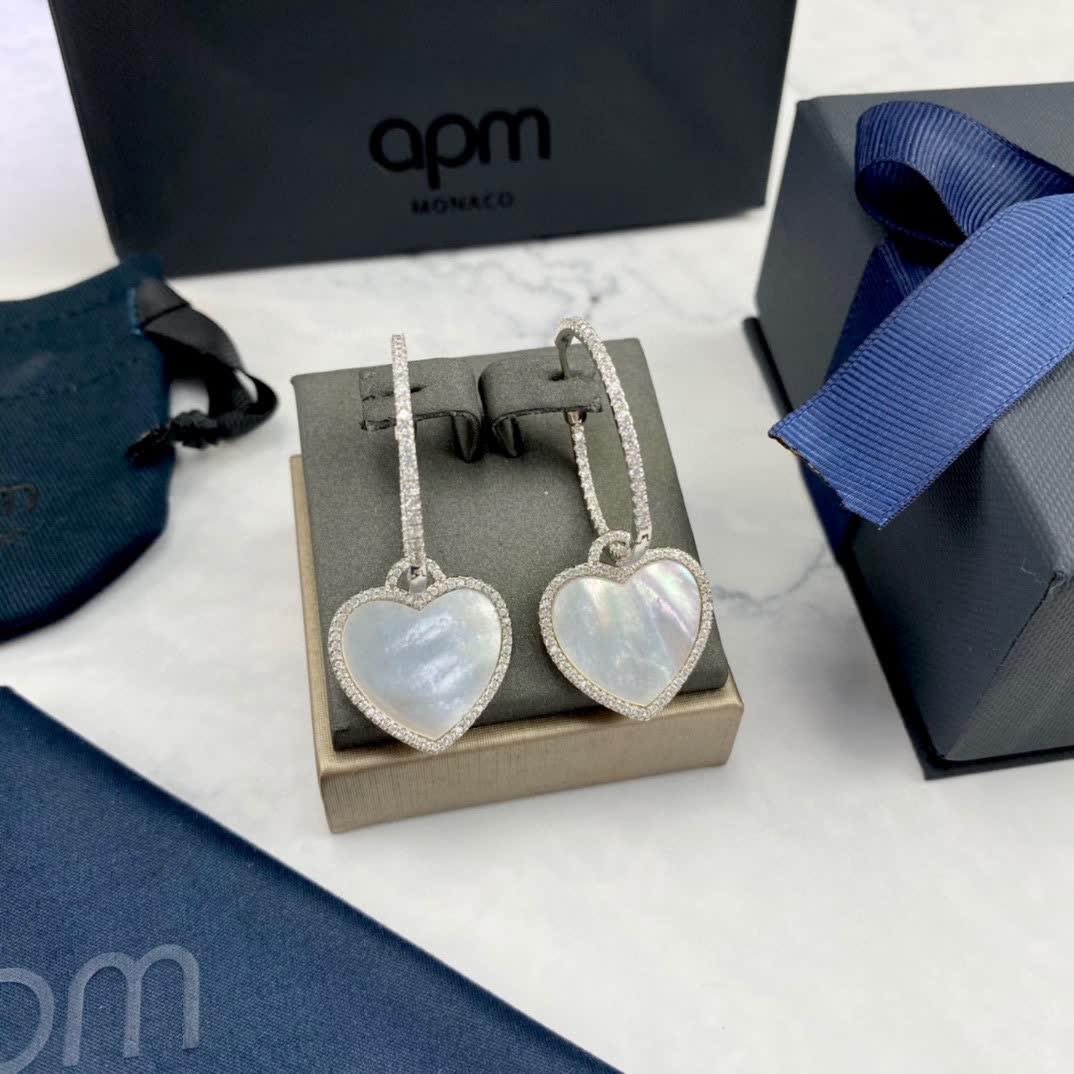 APM Monaco Elegant Heart-Shaped Hoop Earrings with Diamond Accents